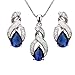 Hermosa Jewelry Sets Australian Opal Blue Sapphire Necklace Earrings