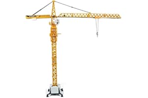 Tipmant Large Size Alloy Die-cast Model Toy Diecast Tower Slewing Crane Truck Vehicle Miniature Car Kids Gifts Height 20 inch, Scale: 1: 50