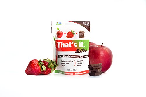 Apple + Strawberry That’s It. Fruit Bites | Dark Chocolate Covered Fruit Truffles | 100% Natural Great Tasting Real Fruit | Vegan, Gluten Free, Paleo, Kosher, Non GMO, No Preservatives | 6 Pouches