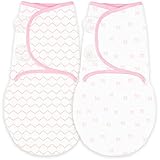 Amazing Baby Swaddle Blanket with Adjustable Wrap, Set of 2, Tiny Bows and Lattice, Pink, Small