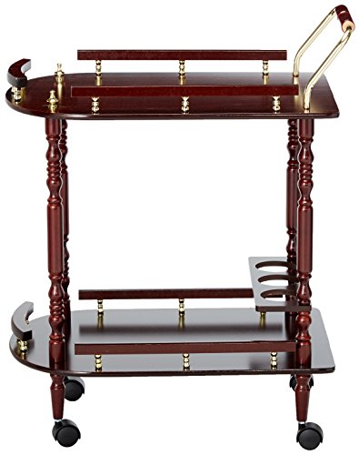 Serving Cart with Brass Accents Merlot and Brass - Thumbnail 2