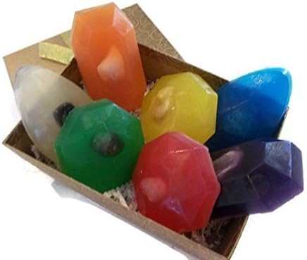Gemstone Soap, Set of 7, Crystals Inside, Aromatherapy Gift Set, Healing Stones Rock Soap