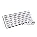 Jelly Comb MK08 [Whisper Quiet] Ultra Compact Wireless Keyboard and Mouse Combo Set for Windows and Android, Battery Operated, 2 AA Batteries Needed(Not Included),Silver+White