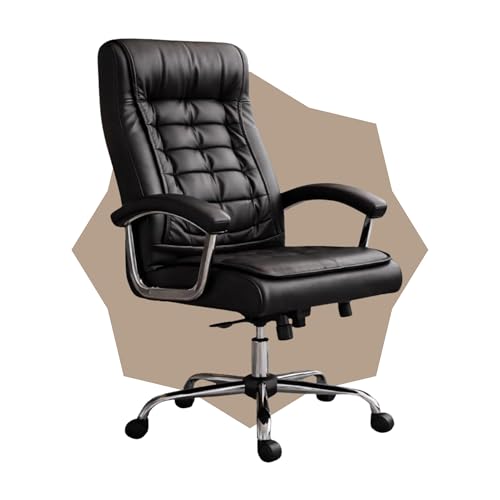 Cadeira de Escritório Ergonômica Presidente (Preta) - PREMIUM COMFORT: reclinável, altura ajustável, giratória, de couro sintético com molas ensacadas.