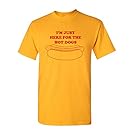 Strange Cargo Tees I'm Just Here for The Hot Dogs Funny T-Shirt M Gold