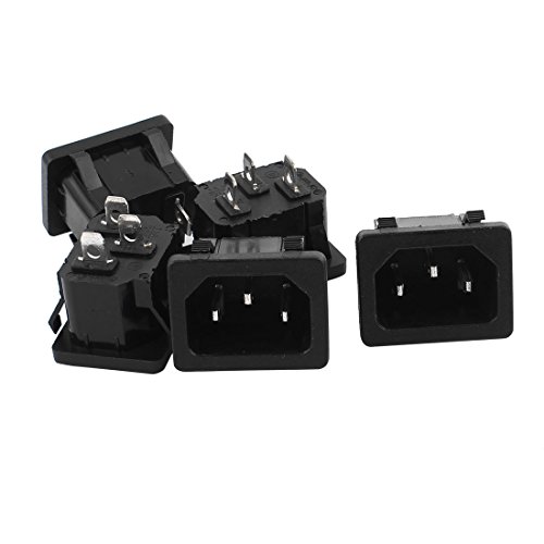 uxcell 5Pcs AC 250V 10A 3 Terminals Snap in Inlet Power Male Socket Adapter