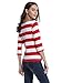 MsBasic Women's 3/4 Sleeve Boat Neck Striped Relax Fit Tee Shirts (Small, MS6310-2)Red/White