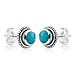 925 Sterling Silver Bali Inspired Tiny Gemstone Braided Round 9 mm Post Stud Earrings