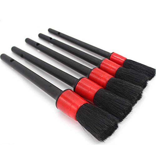 ZYTC Car Detailing Brush Auto Detail Brush Set of 5 Boar Hair Automotive Detail Brushes Kit for Cleaning Car Interior Exterior, Vehicles Wheels Leather Engine Dashboard