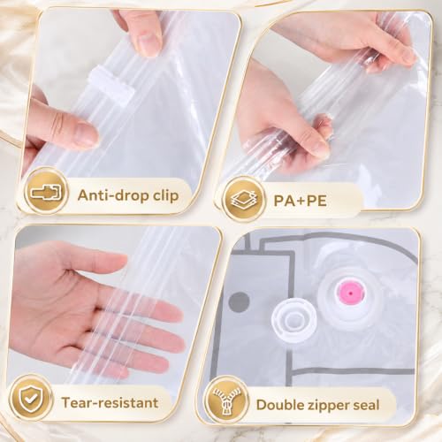6 Pcs Clear Hanging Vacuum Seal Bags for Clothing 43.3" x27.6" photo 10