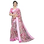 PERFECTBLUE Women's Blend Linen Saree with Unstitched Blouse Piece