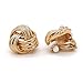 Sparkly Bride Love Knot Clip On Earrings Gold Plated Women Fashion