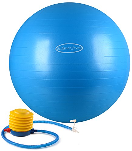 BalanceFrom Anti-Burst and Slip Resistant Fitness Ball with Pump, Blue (65cm)