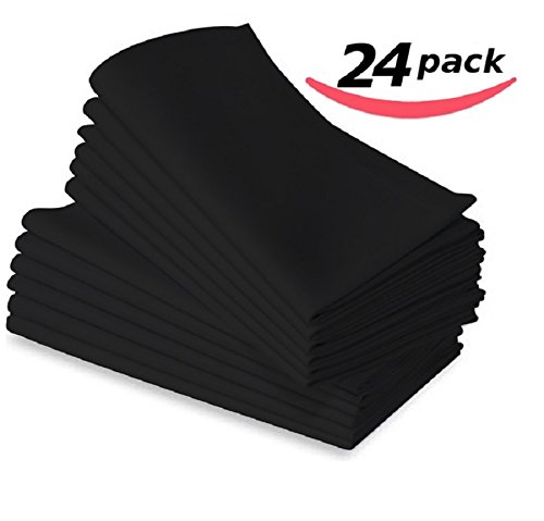 Bella Kline Deluxe BULK Cloth BLACK Dinner Napkins, 24pk
