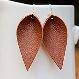 Brown Genuine Leather Leaf Earrings // Joanna Gaines Inspired