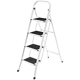 VonHaus Steel 330lbs Capacity Folding Portable 4-Step Ladder image large