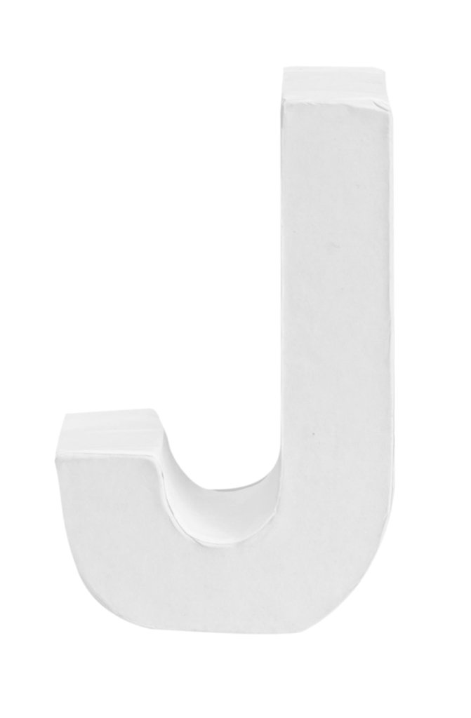 GLOREX Cardboard Letter J, FSC Mix, White, 10 x 6 x 3.5 cm