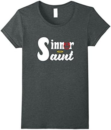 Womens Funny SINNER / SAINT T-Shirt Large Dark Heather