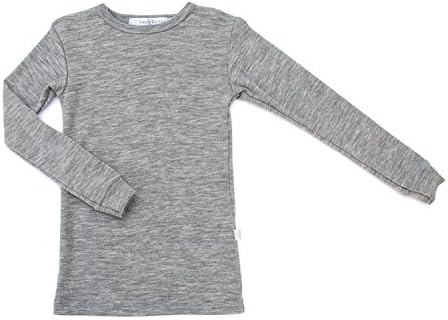 Pure Merino Wool Kids Shirt Thermal Underwear Long Sleeve Top, Natural & Organic Warm Base Layer Long Johns, Unisex