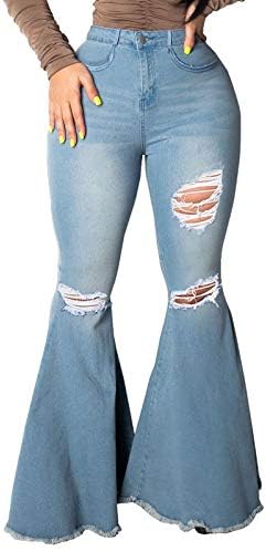 Vibrant Women's Juniors Bell Bottom High Waist Fitted Denim Jeans