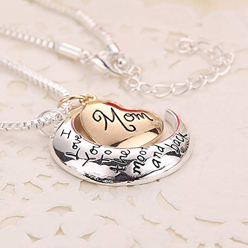 Balakie I Love You Mom Love Heart Necklace, Fashion Rhinestone Birthstone Necklace for Mom,Best Mom Jewelry Gift for Mother\'s Day (A)