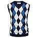 PJ PAUL JONES Mens Argyle V Neck Sweater Vest Sleeveless Slim Fit Diamond Sweater Vests Blue M