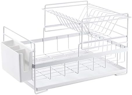 Dish Drainers Draining Kitchen Organizer Shelf | Dish Rack with Tray | Drain Rack Cutlery Holder Glass Holder (Color : White)