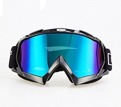 Motorcycle Goggles, Lorsoul Anti UV Windproof Motocross Motorbike Off Road Racing Ski Goggle for Snow Skiing, Cycling, Climbing, Riding & Outdoor Sports Eyewear Glasses (Black Frame Colorful)