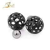 Bine Fashion Jewelry Hollow Out Charming Double-faced Ball Beads Plug Stud Earrings (black)