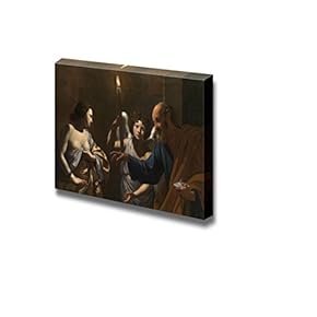 Saint Peter Visiting Saint Agatha in Prison by Simon Vouet - Canvas Print Wall Art Famous Painting Reproduction - 12" x 18"