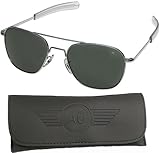American Optical Pilot Aviator Sunglasses 55 mm Shiny Silver