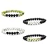 LOYALLOOK 4Pcs Matching Couple Bracelets White and Green Natural Stone Elastic Beaded Bracelet for Men Women 2 Sets