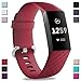 Hamile Bands Compatible with Fitbit Charge 4 / Fitbit Charge 3 / Fitbit Charge 3 SE, Waterproof Replacement Watch Strap Fitness Sport Band Wristband for Women Men, Small, Wine Red
