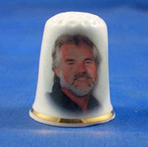 Porcelain China Collectable Thimble - Kenny Rogers - Free Gift Box