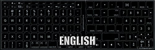 APPLE ENGLISH NON-TRANSPARENT KEYBOARD LABELS LAYOUT BLACK OR WHITE BACKGROUND FOR DESKTOP, LAPTOP AND NOTEBOOK (CG) (Black Background)
