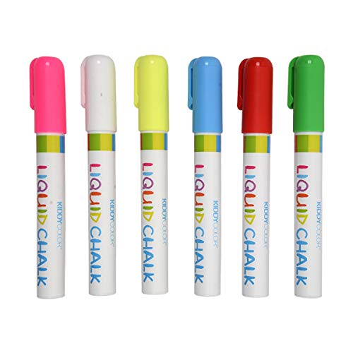 KIDDYCOLOR 6 Pack Liquid Chalk Markers for Kids Art, Chalkboard - Thumbnail 2