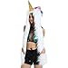 SZTOPFOCUS Silly Unicorn Hat For Women Animal Hood Scarf Mittens Novelty Faux Fur Hoodie Dresses Unicorn White Rave Hat (White Unicorn)