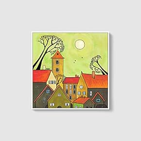 Framed Canvas Home Artwork Decoration Night Canvas Wall Art for Living Room, Bedroom - 16x16 inches