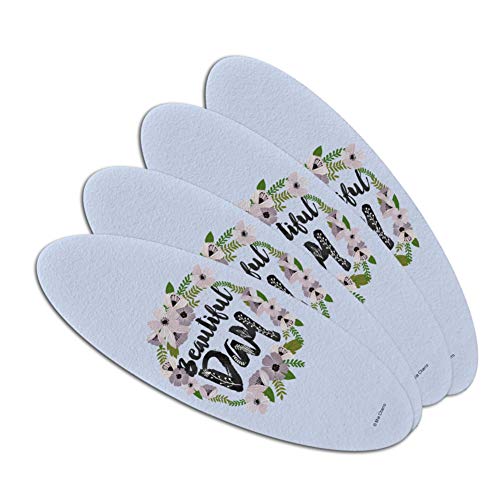 Beautiful Day Flowers Wedding Bridal Shower Double-Sided Oval Nail File Emery Board Set 4 Pack