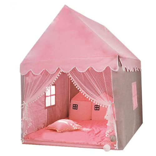 Kid Play Tent for Girls, Princess Castle Play Tent with Lace Door, Kids Play House Indoor Outdoor, Girls Tent House for Girls Gift(125x95x132cm)