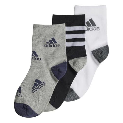 Adidas, Graphic Socks 3 Pairs, Calzini, Heather Nero/Nero/Medio Grigio, L, Unisex-Bambino