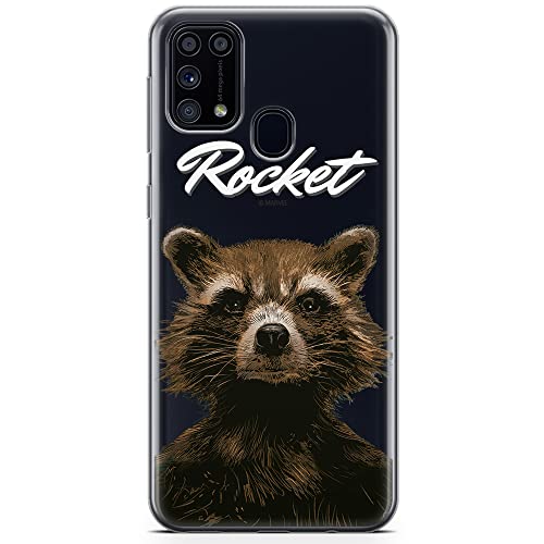 Funda para teléfono móvil de ERT GROUP para Samsung M31 Original y con Licencia Oficial de Marvel con diseño Rocket 006 Perfectamente Adaptada a la Forma del teléfono móvil, parcialmente Transparente
