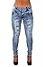 Style G675– Colombian Design, Butt Lift, Levanta Cola, Ripped Skinny Jeans in Washed M. Blue Size 5