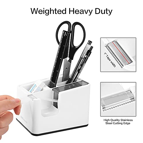 Deli Desktop Tape Dispenser, Desk Tape Dispenser with Pen Holder for