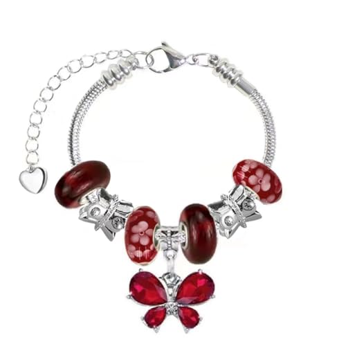 White Birch Fit Pandora Bracelets with Charms Set Teen Girls Jewelry Gifts Ideas Adjustable 17-21 cm Inch Butterfly and Flower