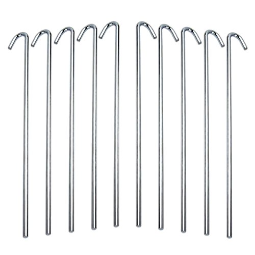10PCS Steel Garden/Tent Stakes-Perfect for Anchoring, Tents, Tarps, Flowers, Trees, Vegetables-Heavy Duty Galvanized Construction Wont Rust-Use for Camping, Yard Work, Gardening, Picnics