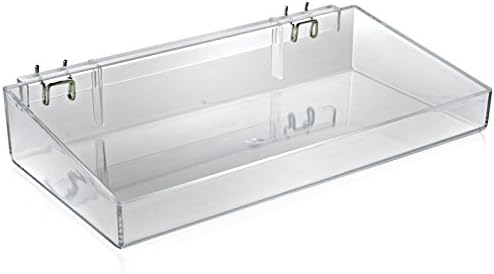 Count of 2 Clear 16" wide Open Tray Pegboard/Slatwall 16" Wide x 3" High x 8" D