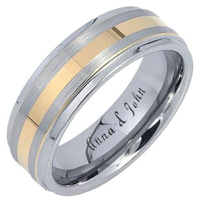 Save 35 70 Off Anntungsten Tungsten Carbide Gold Plated Middle Step Edges Ring Personalized Ring 5mm Size 9 Clothing Online Daekskandinavien Dk