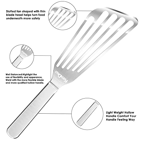 KSENDALO Stainless Steel Fish Spatula Slotted Turner for Delicate
