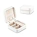 Vlando Small Travel Jewelry Box Organizer - Faux Leather Storage Case for Rings Earrings Necklace - Best Gifts Choice for Girls Women, Pearl White